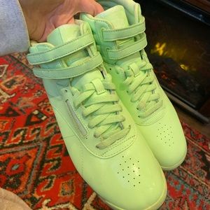 Reebok lime green high top sneakers